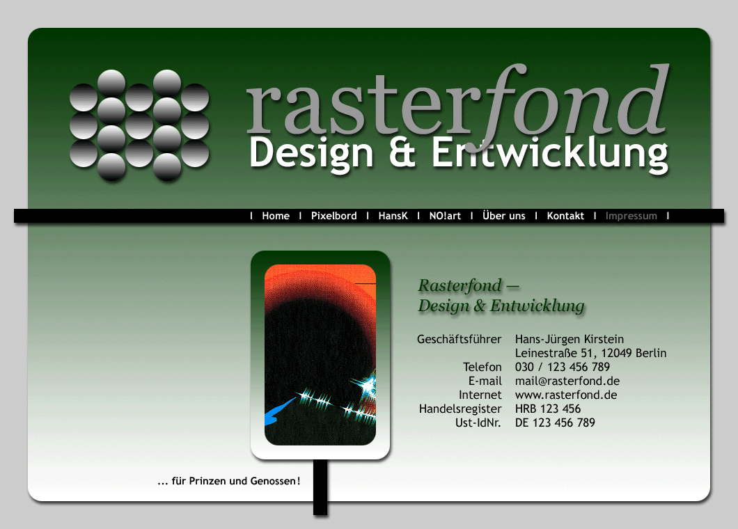 Impressumseite von Rasterfond